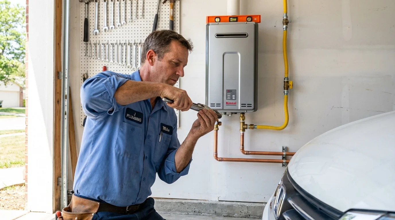 Tankless water heater installation by a Johns Plumbing LLC plumber in Elk Grove